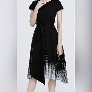 S. Deer A Line Mixed Material‎ swing Dress Black M NWT